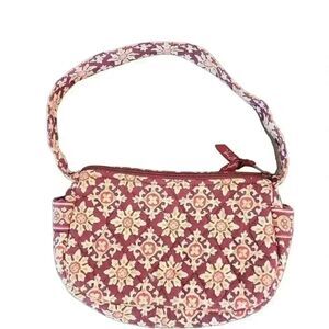 𝅺Vera Bradley Women's Maroon Medallion Cotton Quilted Small Hobo Handbag